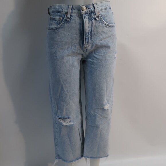 Women Rag & Bone New Girl Ruth Light Blue Super High-Rise Straight Denim Jean 26 - Picture 2 of 10